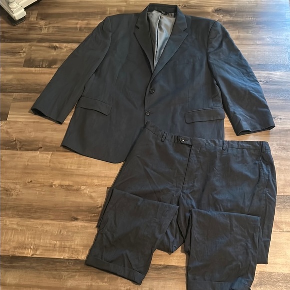 Jos. A. Bank Black Gray Executive 100% Wool Suit Classic Style Size 50R 45 Waist - Picture 1 of 9